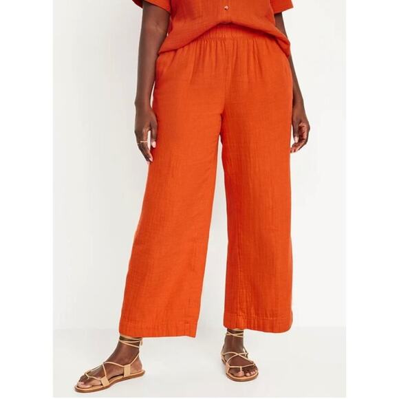 Old Navy High-Waisted Crinkle Gauze Pull-On Ankle Pants Women's Size 2X New with - Picture 3 of 8